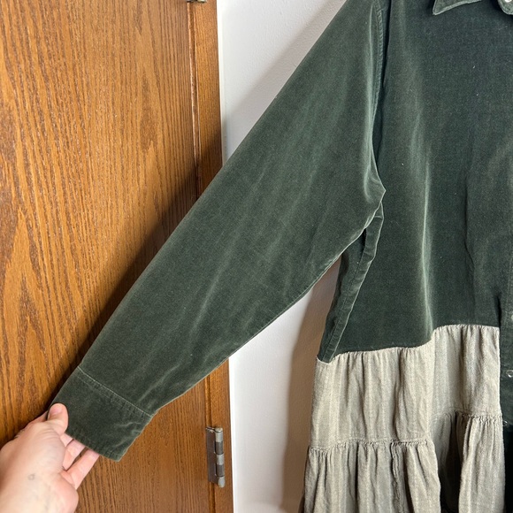 Green and Gray Long Sleeve Shirt with Cross Patch - Picture 5 of 6